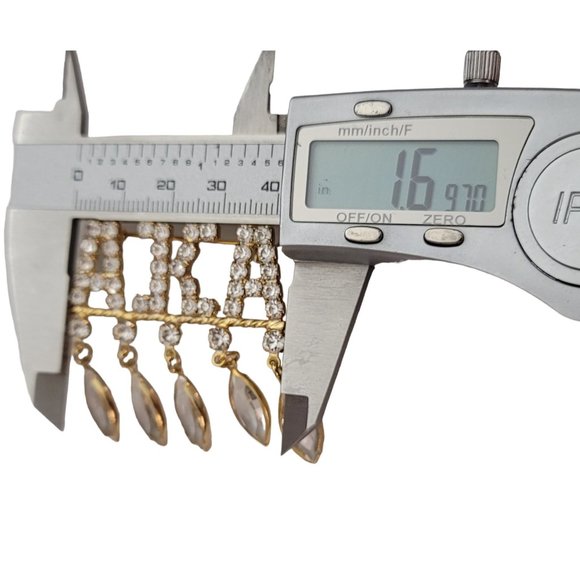 Gold Tone Clear Rhinestone Dangle Alpha Kappa Alpha Pin E290 - Picture 5 of 6